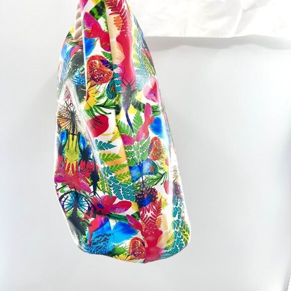 CHRISTIAN LACROIX REVERSIBLE PINK FLORAL DRAGONFLY TOTE W/ DUST BAG - Picture 5 of 11